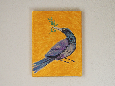 Grackle with olive branch austin bird dove grackle olive olive branch peace tx