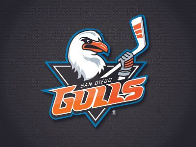 San Diego Gulls Logo ahl blue hockey logo orange san diego seagull