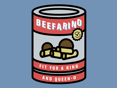 Beefarino beef beefarino blue can illustration king queen red seinfeld
