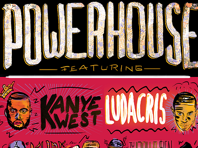 Powerhouse Concert Poster concert hip hop illustration kanye luda ludacris poster powerhouse rap red