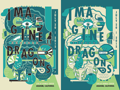 Imagine Dragons Poster blue gig green illustration imagine dragons poster