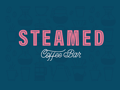 Steamed Coffee Bar Branding branding coffee custom illustration lettering pink