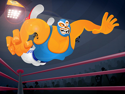 Mexican Wrestler Jumping fighter illustration illustrator mask mexican wrestler