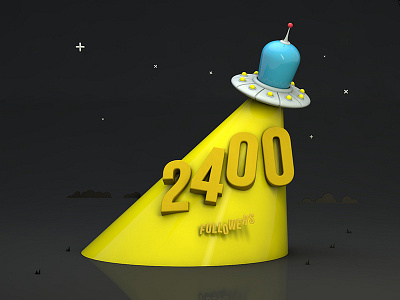 UFO in 3d 2400 3d followers indicius milestone ufo