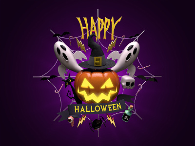 Happy Halloween bat candy cat eye ghost halloween happy poison pumpkin skull spider witch