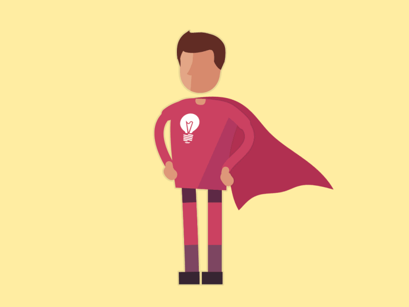 Superhero - The Insight Seller animation character design energy expressions flat gif hero rig super hero transform