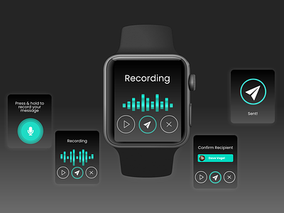 AudioGram ⌚️💬 apple watch interface audio control messaging social app voice command watch interface