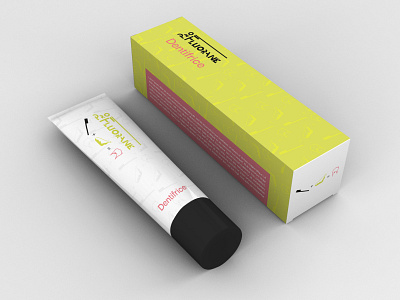 Profluorane Toothpaste Packaging black box concept design graphic graphicdesign health illustrator packaging design pink toothpaste tube white yellow