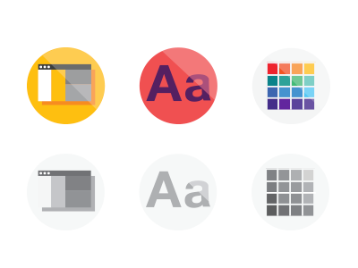 Layout, Typography, Color Palette badges color palette icons layout typography