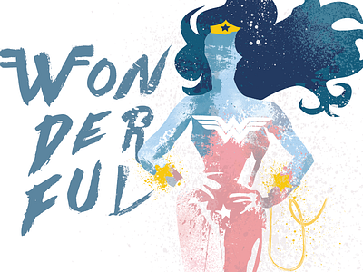 Wonderful digital illustration lady paint superhero superpower type wonderful wonderwoman