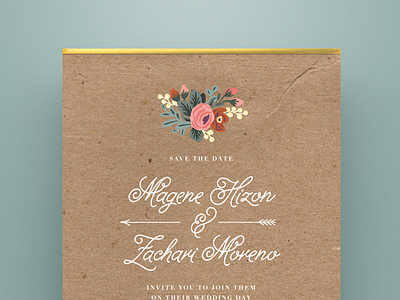 Maid of Honor Mode flower gold foil illustration invitation lettering script type wedding invite