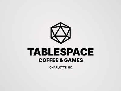 Tablespace: Coffee & Games black and white brand brand identity branding branding concept branding design clean coffeshop d12 dnd game games gamestore geometric idenity identity location logo simple store