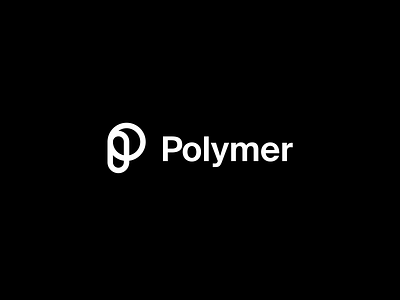 Polymer black black and white brand branding clean high contrast logo mark minimal p p logo polymer rebrand saas sans serif simple stark web app white wordmark