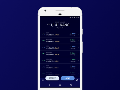 Nano Mobile Wallet account android blockchain crypto cryptocurrency dark mobile nano night transactions wallet