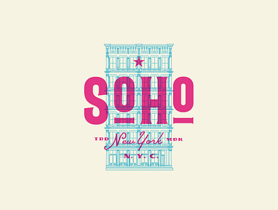 Soho design icon illustration logo manhattan soho ny type typography vector