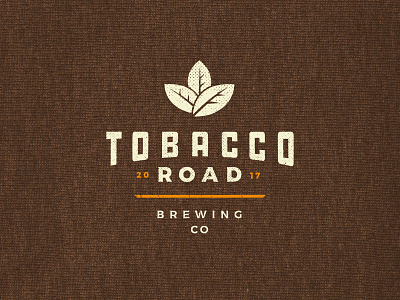 Tobacco Road Brewing - t shirt distress (brown) beer branding design icon illustration logo nc road type typography vector