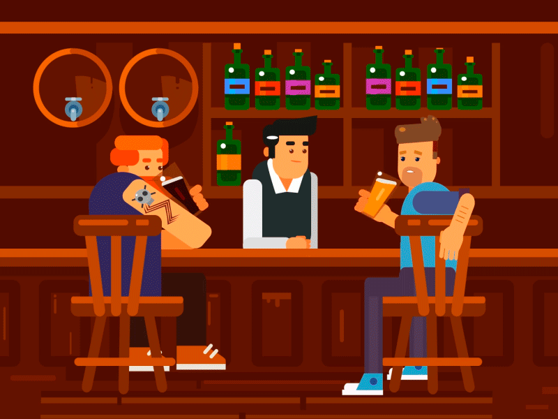 At the bar animation design illustration personal vector