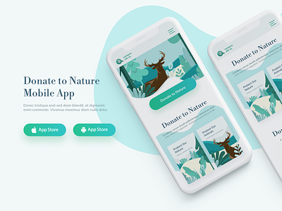 Donate to Nature app design homepage illustration onepage responsive typography ui ux web