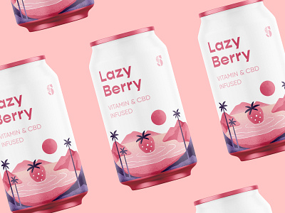 Vitamin & CBD Infused Beverage berry beverage brandidentity branding cbd chill coast health identity illustration lazy logo packaging palms strawberry texture typography vitamins wellness