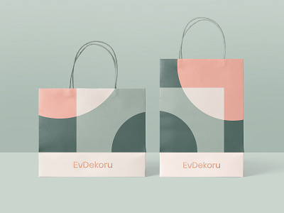 EvDekoru Shopping bag brand identity branding design geometry identity design logo packaging packaging design paper bag pattern shopping bag visual elements