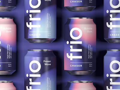 Frio Chaser Cans 3d art direction beverage brand identity branding c4d can design cans cinema 4d color color palette colors drink logo logotype packaging packaging design type typography visual identity