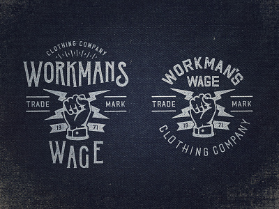 Workmans Wage badge clothing label lettering logo print retro script trade mark type typography vintage