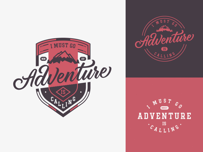 Adventure is calling typography lettering badge logo retro vintage mountains travel wild adventure minimalist