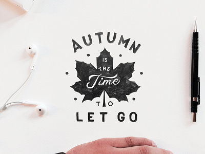 Autumn autumn badge clean handlettering leaf lettering september simple typography