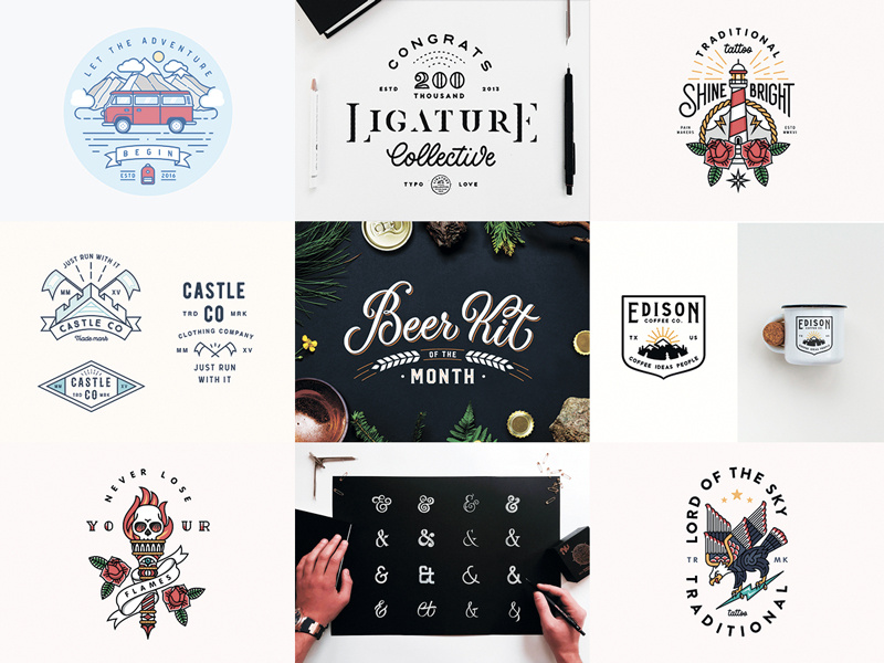 Best Nine 2016 illustration typography lettering badge outline lineart graphic design shots 2016 bestnine