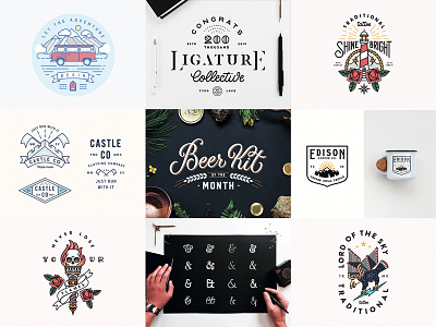Best Nine 2016 2016 badge bestnine graphic design illustration lettering lineart outline shots typography