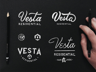 Branding process badge branding label lettering logo mark real estate script sketch symbol typography