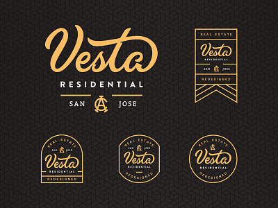 Vesta Residential Branding badge brand branding california crest lettering lineart logo outline pattern real estate typography