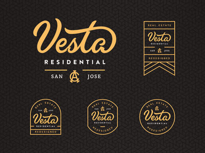 Vesta Residential Branding badge brand branding california crest lettering lineart logo outline pattern real estate typography