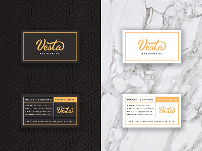 Vesta Cards branding business cards lettering lineart logo marble outline pattern real estate typography