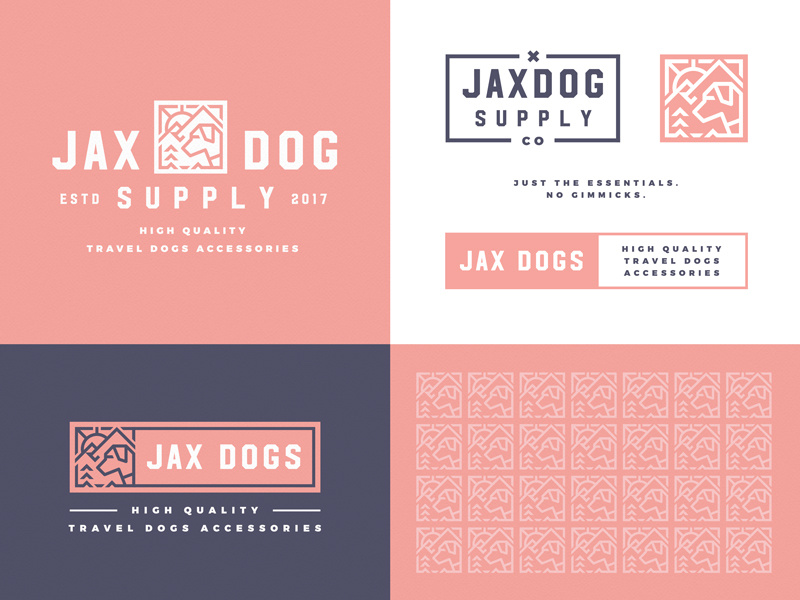 Brand elements label sunset symbol mark adventure mountains outdoor travel ridgeback dog logo branding