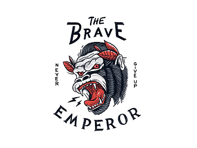 The Brave Emperor angry brave emperor gorilla grin illustration jungle king lighting lineart outline scream