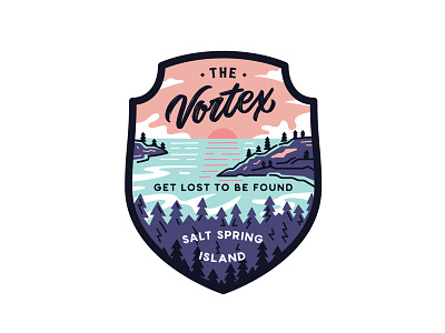 The Vortex Final adventures badge island lettering lineart outdoors outline texture travel typography