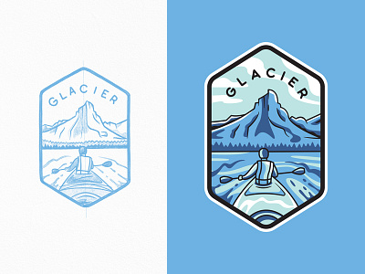 Glacier National Park adventures badge branding clean crest flat illustration line art lineart logo national park outdoors outline sketch travel type typography vintage