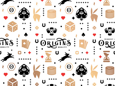 Origins Brand Pattern bunny clubs diamonds donkey fortune hearts horseshoe hourglass luck lucky origins pattern playingcard poker rabbit spades time type