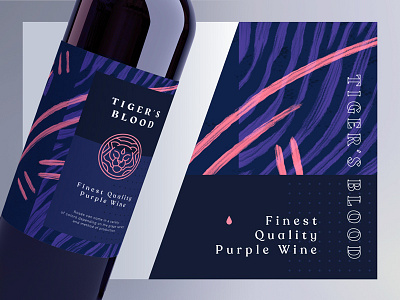 Tiger's Blood Winery abstract background badge blood bottle brand branding illustration line art lineart logo mark nature packaging pattern symbol tiger type typography wine