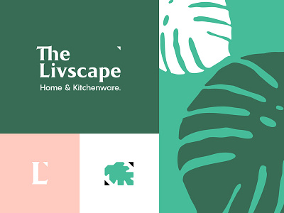The Livscape Visual Identity System branding clean coziness home homeware house leaf leaves logo logo design logotype mark monogram outline plant simple summer tropical type typography