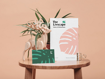 The Livscape Cards brand identity branding businesscard card design homeware interior kitchenware leaf leaves logo plant stationery type typography