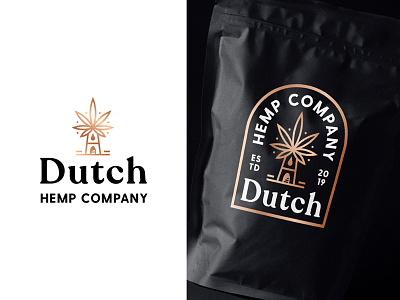 Logo Concept 02 badge branding cooper dutch foil hemp identity line art logo logotype mark netherlands outline packaging symbol type typography windmill windmills