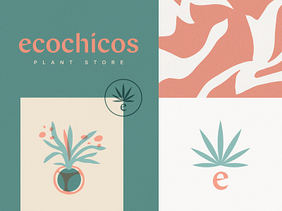 Ecochicos brand identity branding design identitydesign illustration logo logo mark logotype packaging design palm plant plant store stamp type typography visual brand visual branding visual identity