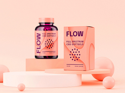 FLOW Packaging Concept anxiety bloom bottle box brand identity branding capsules flow identity logo logotype package packaging packagingdesign pastel peach relax relief softgels