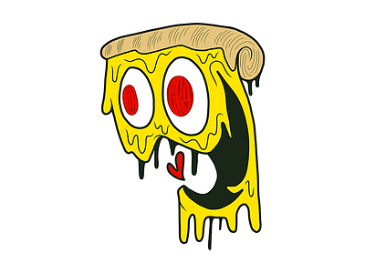 Hungry Pizza cheesy hangry hungry illustration inktober love pizza pizza is life pream vector