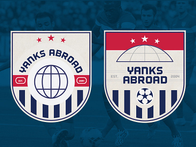 Yanks Abroad Mock abroad blue crest football fun logo red soccer usa vector white yanks