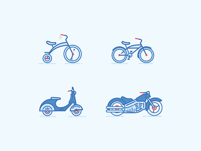 Cool Wheels bike chicago icon illustration moped motorcycle tricycle vector