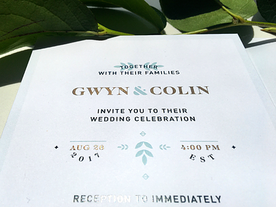 Invite Duex flower foil invitation print save the date simple vineyard wedding