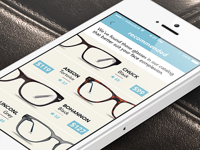 Glasses Recommendation App eyewear face recognition glasses iphone app mobile mobile apps recommendations engine